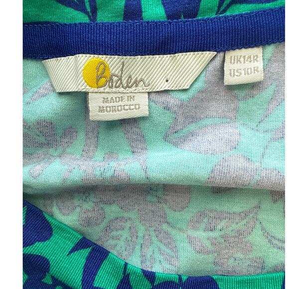 Boden Amanda Jersey Midi Dress Emerald Tropical Foliage Size 10 - Picture 8 of 11